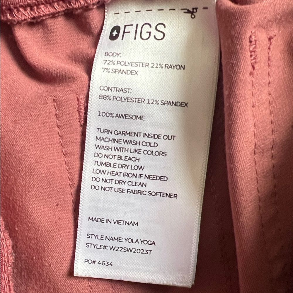 Like New! FIGS High Waisted Dowa Scrub Pants Mauve in Size XXS/T - Picture 12 of 16